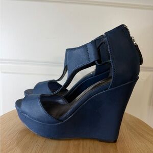 Elegant Navy Wedge Sandals